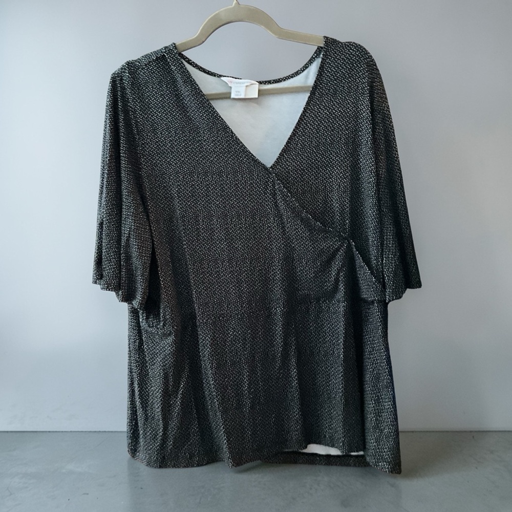 Liz Claiborne Elegant Black V-Neck Women's Top